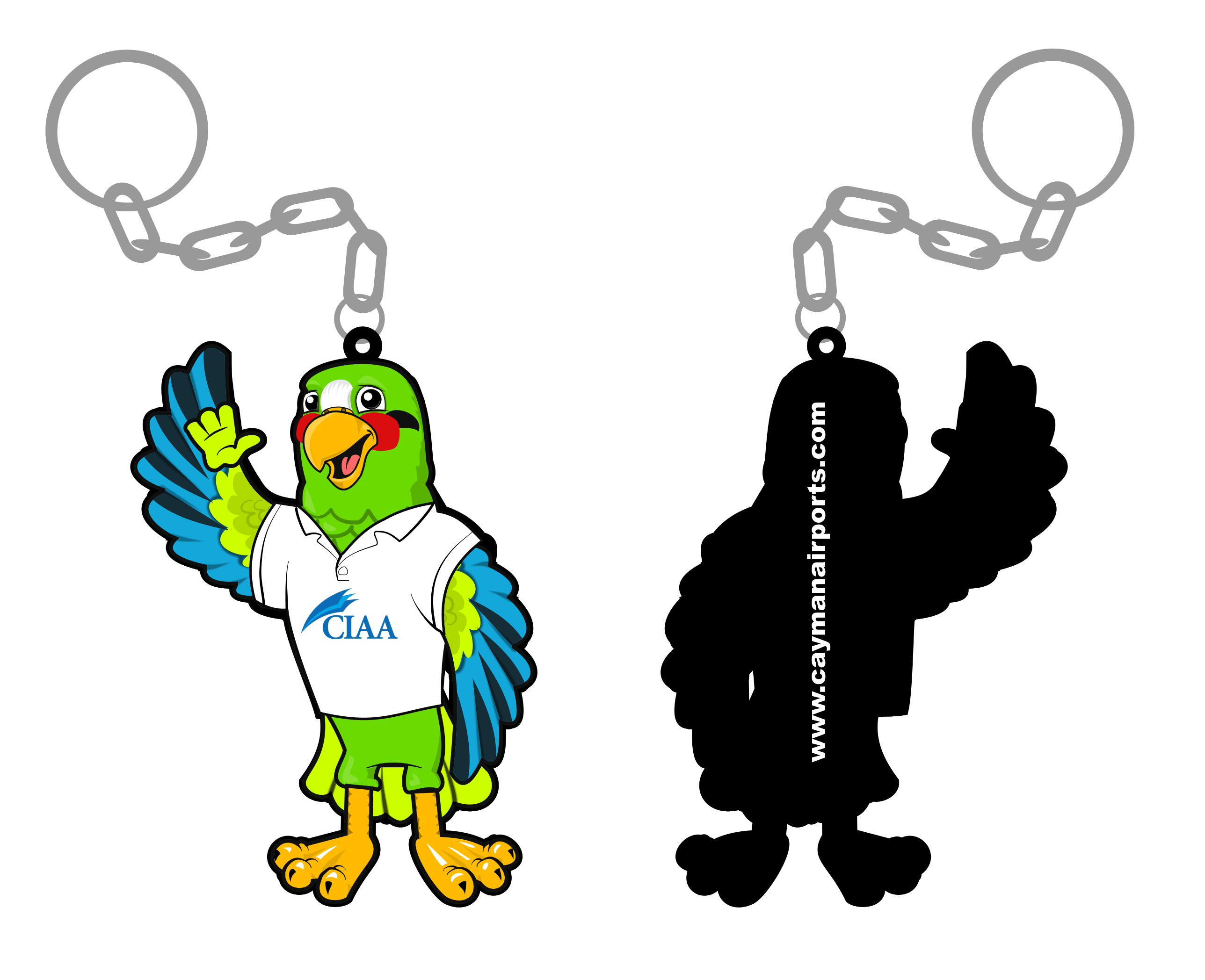 ACC15 1333 Cayman Islands Airport 2D Key Chains - Promo Bears USA CIAA Parrot Calypso Keychains By Promo Bears