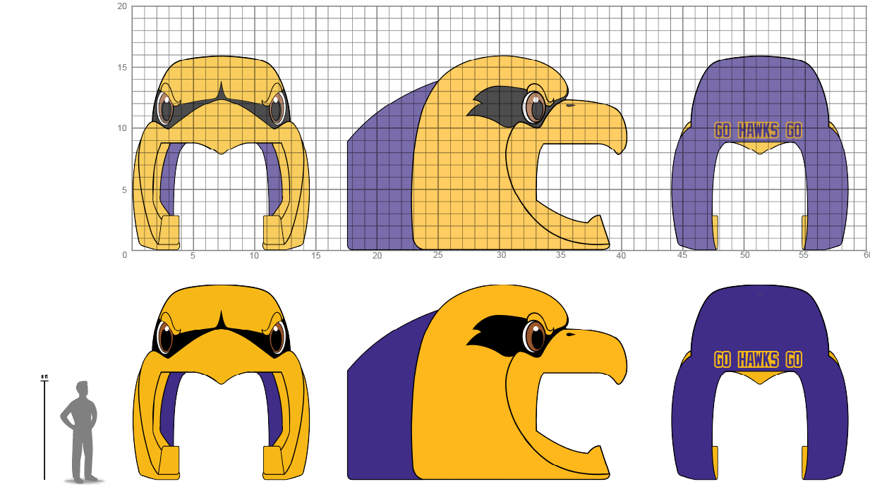 ACC23-1557 Wilfrid Laurier University Inflatable Player Tunnel CI V.1d2 - Promo Bears USA Concept illustration for eagle head inflatable tunnel