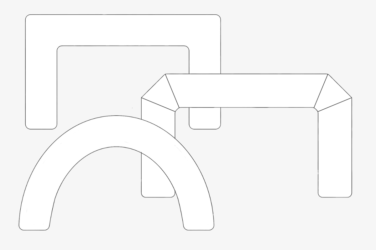 Choose your inflatable arch shape - Round Arch, rectangular arch or standard arch with flattened corners
