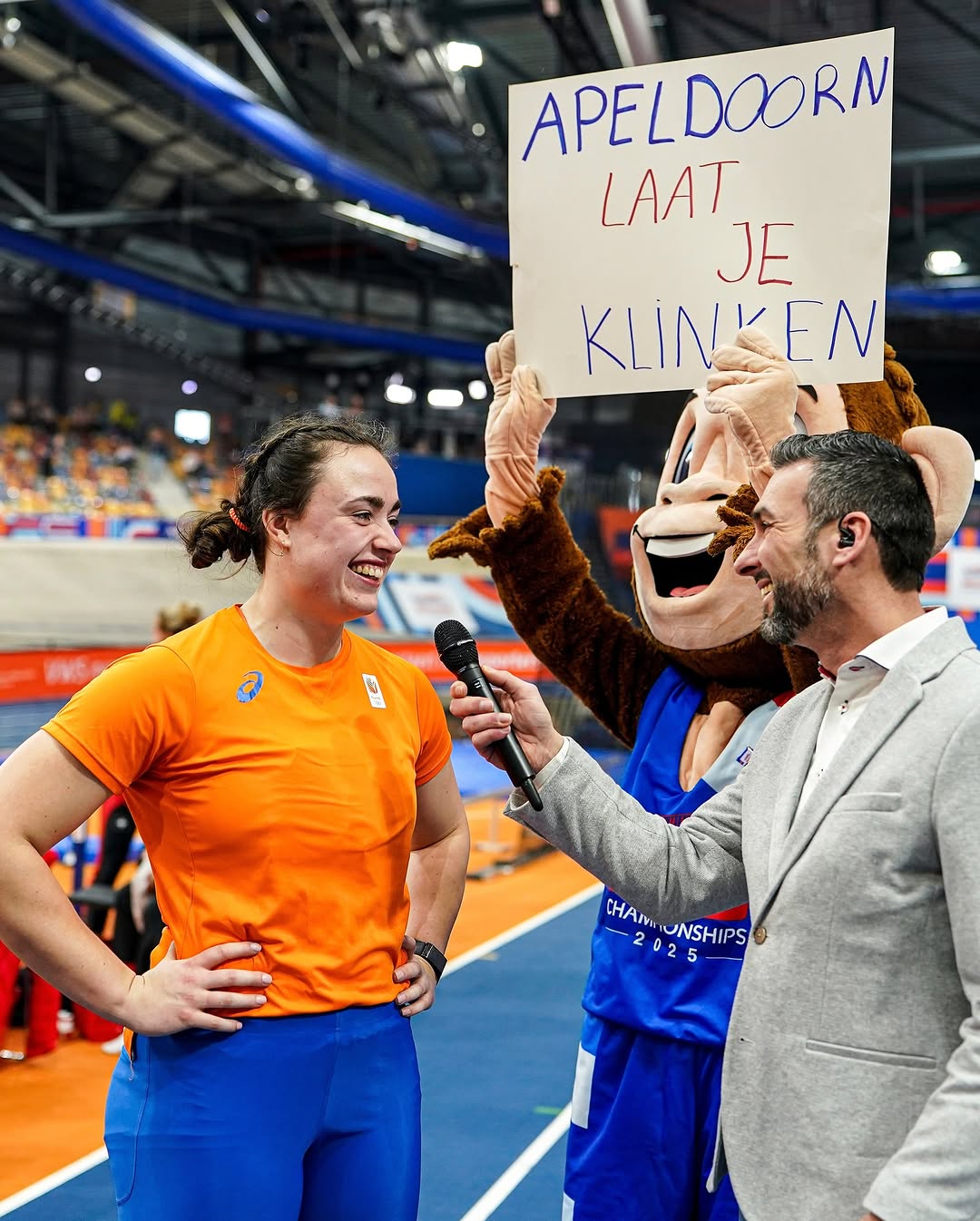 Affenmaskottchen Champ der Europameisterschaften der Leichtathletik