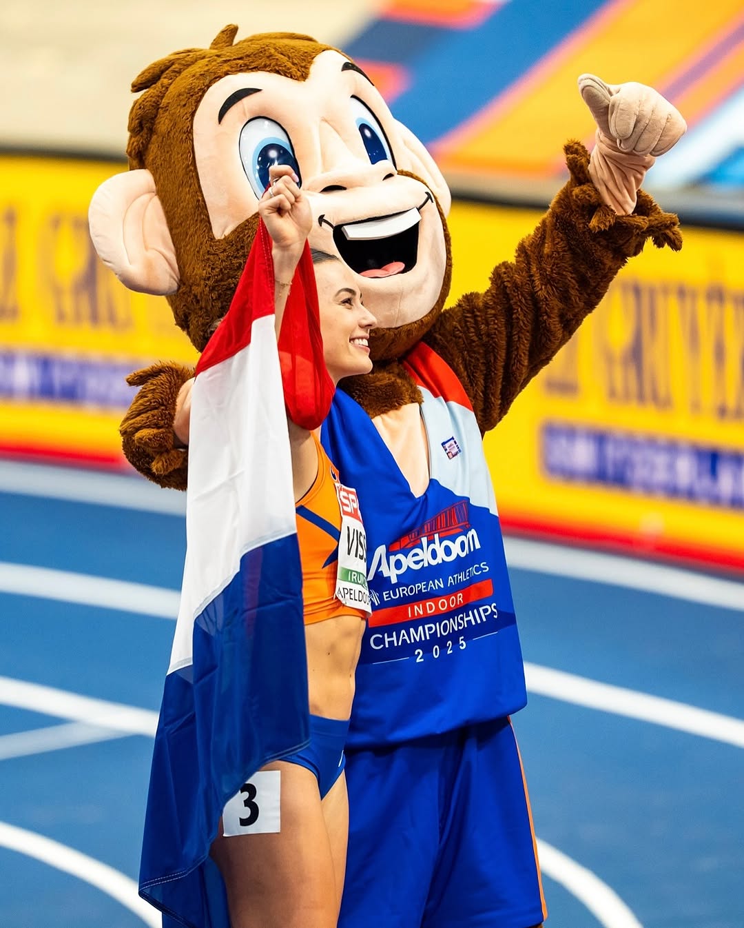 Affenmaskottchen Champ der Europameisterschaften der Leichtathletik