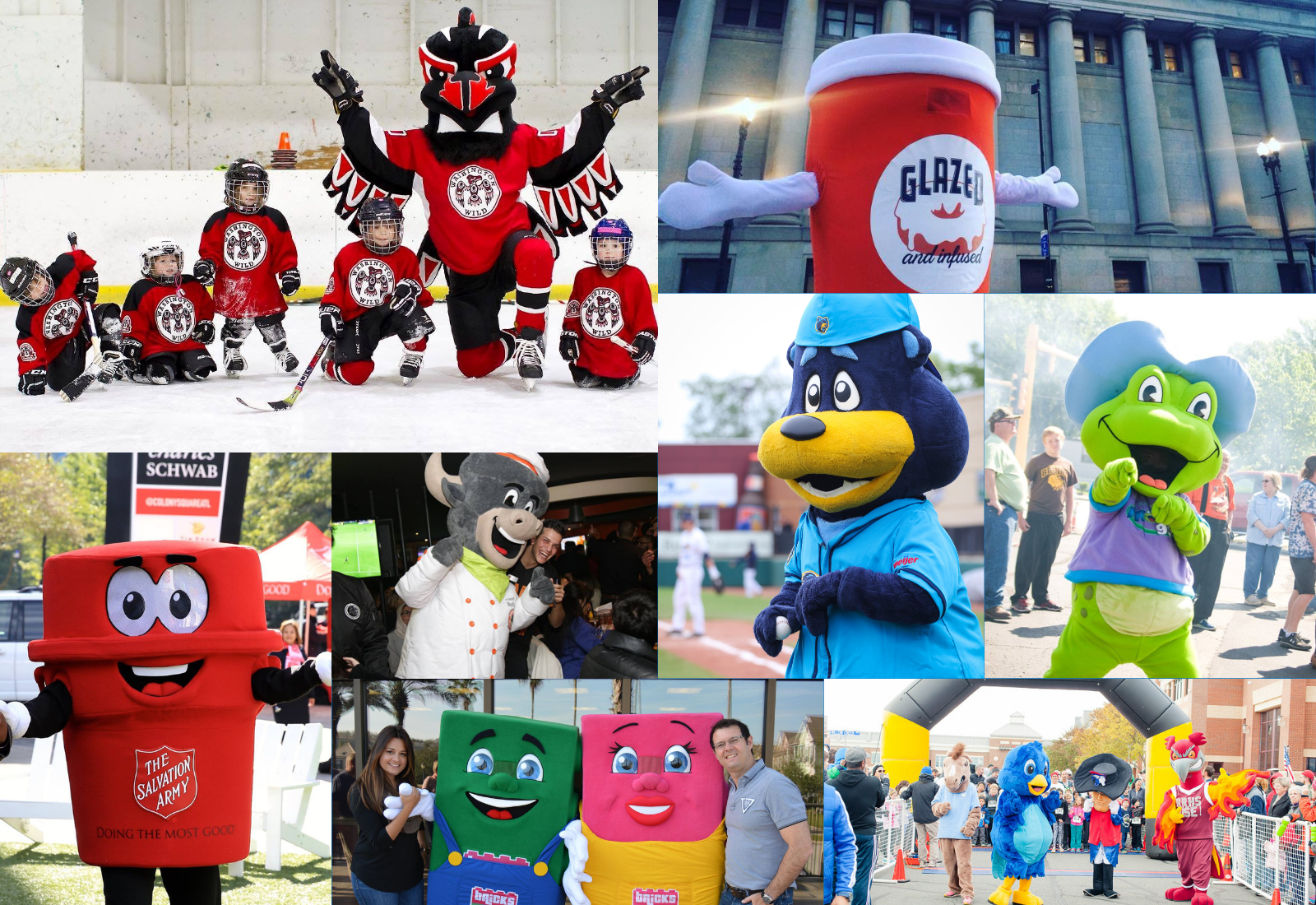 Collage of different brand mascots or corporate mascots