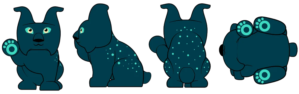 Ontwerp van de DOTLUCHS knuffel: merkfiguur Uri vertaald naar pluche dier